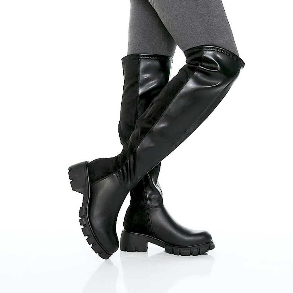 MIA Knee Boots Women's 6M Tiera Black Regular Calf Over the Knee Grunge